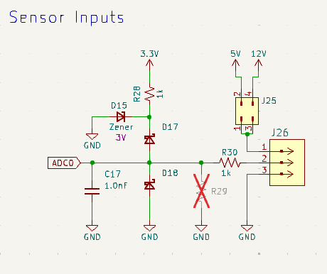 Schematic excerpt for the sensor inputs