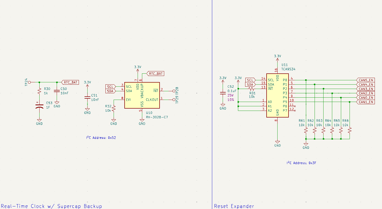 Schematic excerpt showing RTC and GPIO expander.